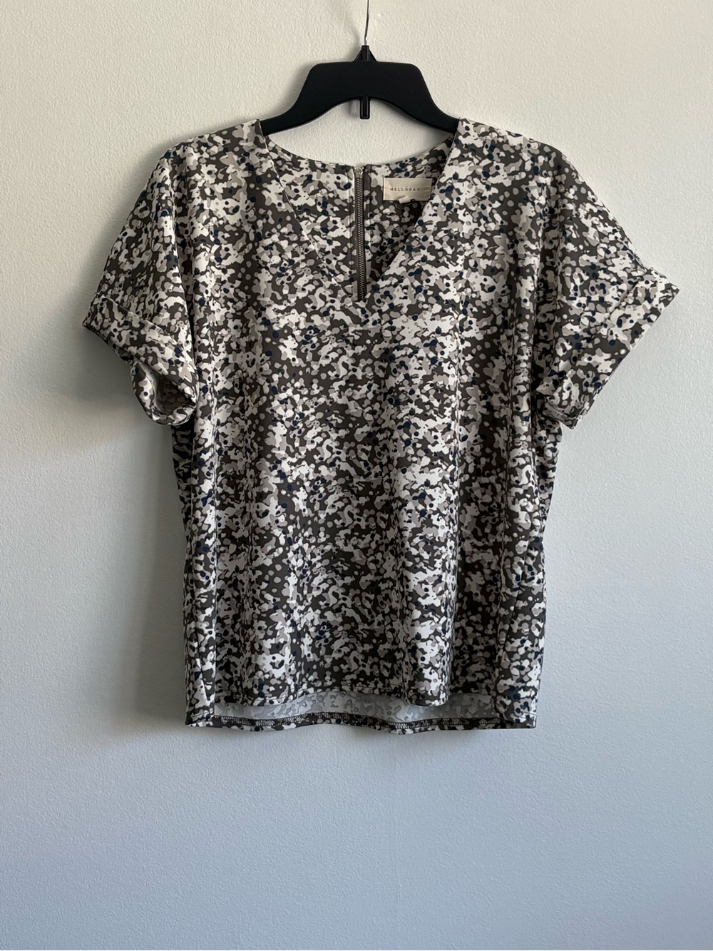 MELLODAY Abstract Print Short Sleeve Blouse